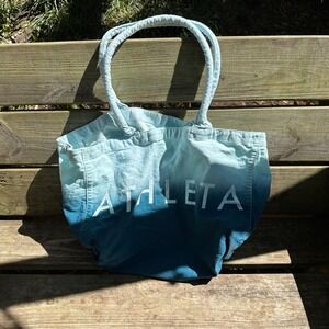 Athleta Ombre Tote Bag Blue White‎ Canvas Shopping Yoga Casual Beach Reusable
